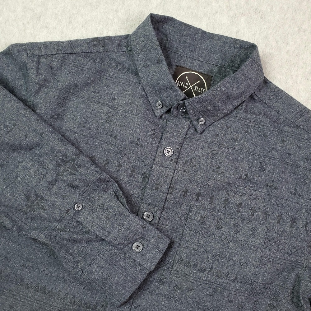 Birch Black Shirt Men's Small Button‎ Up Long Sleeve Aztec Pattern Casual